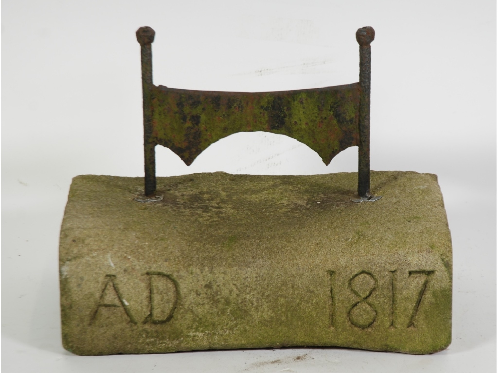 Appraisal: CAST IRON BOOT SCRAPER mounted on an oblong stone base