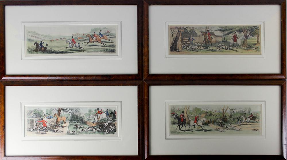 Appraisal: A GROUP OF FOUR HUNTING PRINTS Aquatint x in Framed