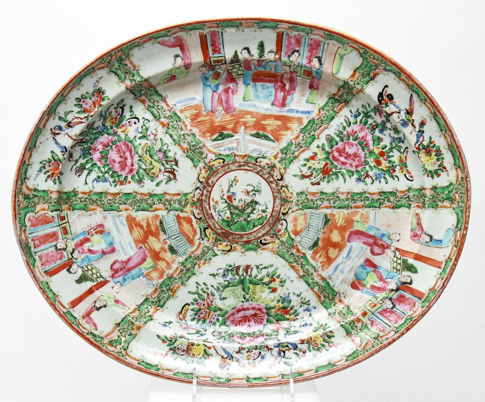 Appraisal: Chinese Export Rose Medallion Large Oval Platter Chinese export porcelain