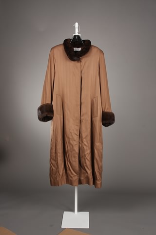 Appraisal: Ferber brown fur-lined full length coat with fur collar and