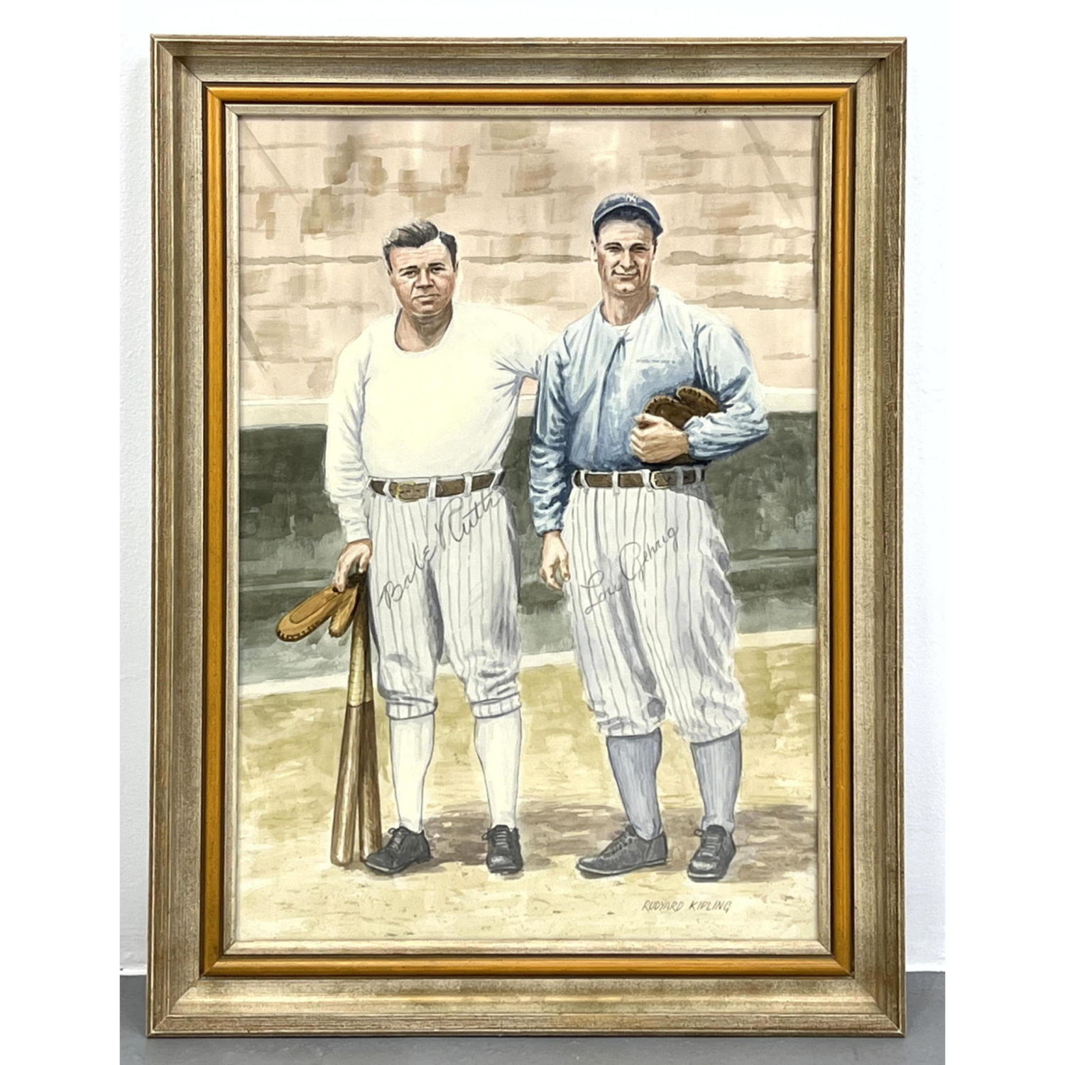 Appraisal: Rudyard Kipling Watercolor Painting Baseball Players Dimensions Image Size H