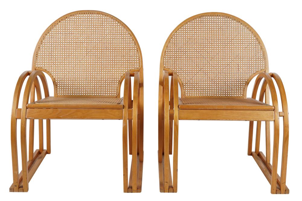 Appraisal: PAIR OF VERMONT TUBBS CANE ARMCHAIRSmanufacturer's mark stamped to frame