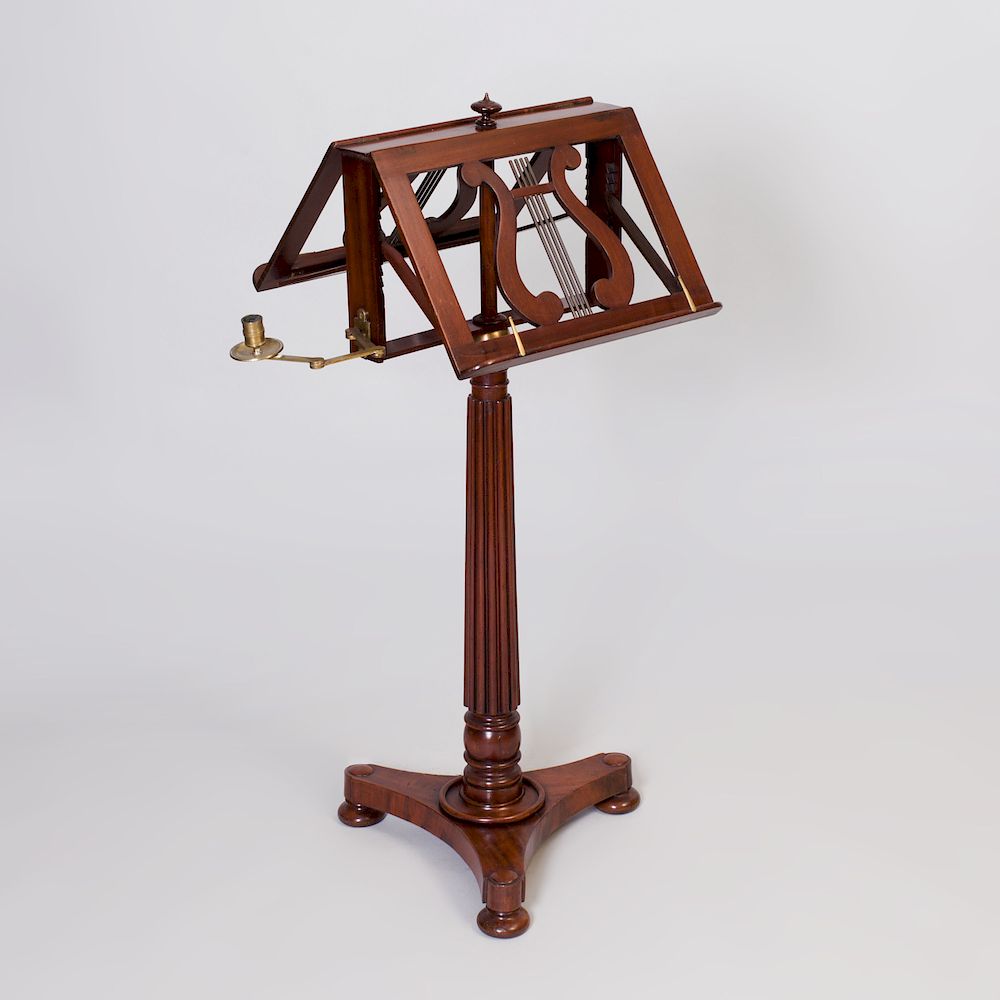 Appraisal: William IV Mahogany Duet Stand Fitted with two articulated candle