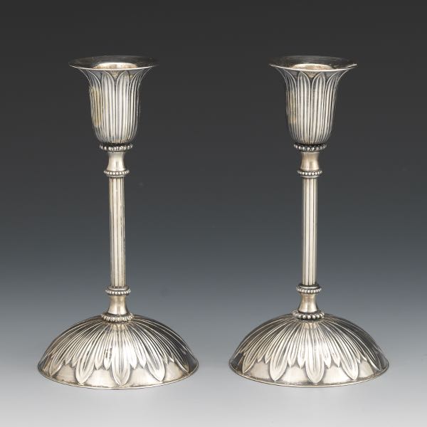 Appraisal: PAIR OF RARE FINNISH SILVER ART DECO STYLE CHAMBER CANDLESTICKS