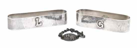 Appraisal: Two American Arts and Crafts Sterling Silver Napkin Rings Chicago