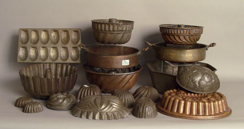 Appraisal: Group of metalware to include copper and tin molds etc