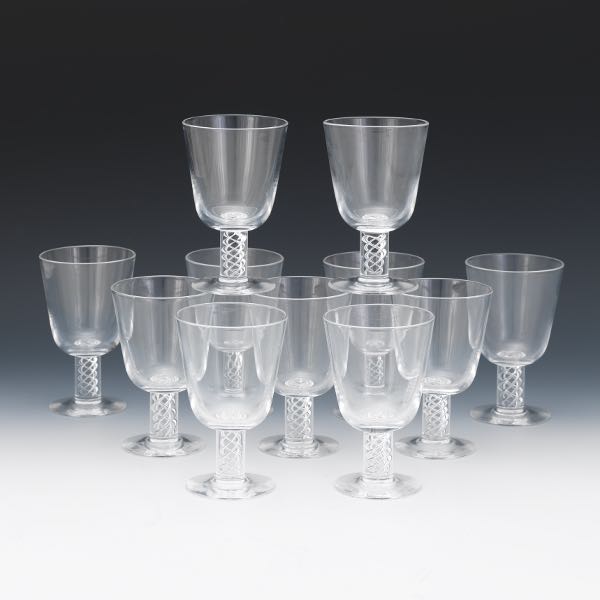 Appraisal: ELEVEN STEUBEN AIR TWIST DESIGN CRYSTAL WHITE WINE GLASSES Eleven