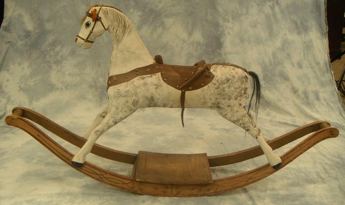 Appraisal: Painted wood rocking horse th c Estimate -