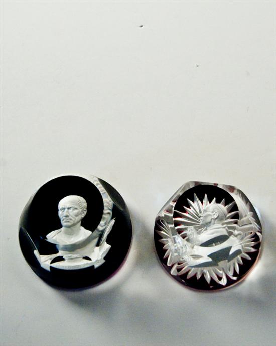 Appraisal: Two Baccarat Sulphide Paperweights one of religious figure signed A