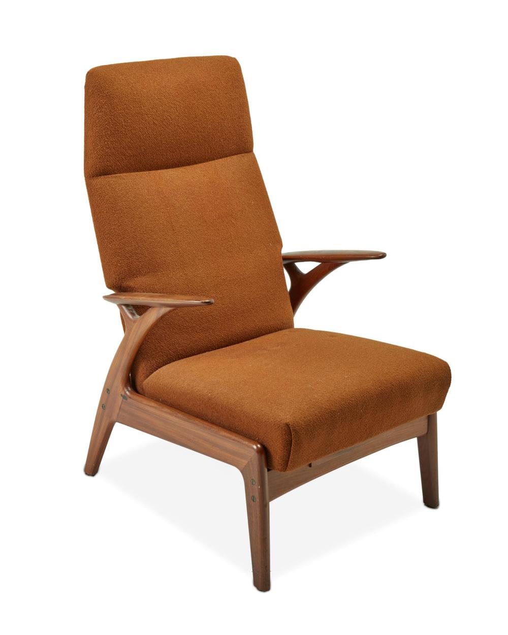 Appraisal: A modern teak reclining lounge chair Mid- th Century With