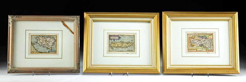 Appraisal: Framed Renaissance A Ortelius Maps - Italy Crete Cartographer Abraham