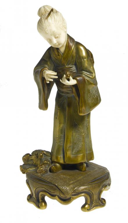 Appraisal: A FRENCH GILT BRONZE AND IVORY FIGURE OF A JAPANESE