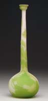 Appraisal: GALLE CAMEO VASE Bright yellow-green leaves and vines on pale