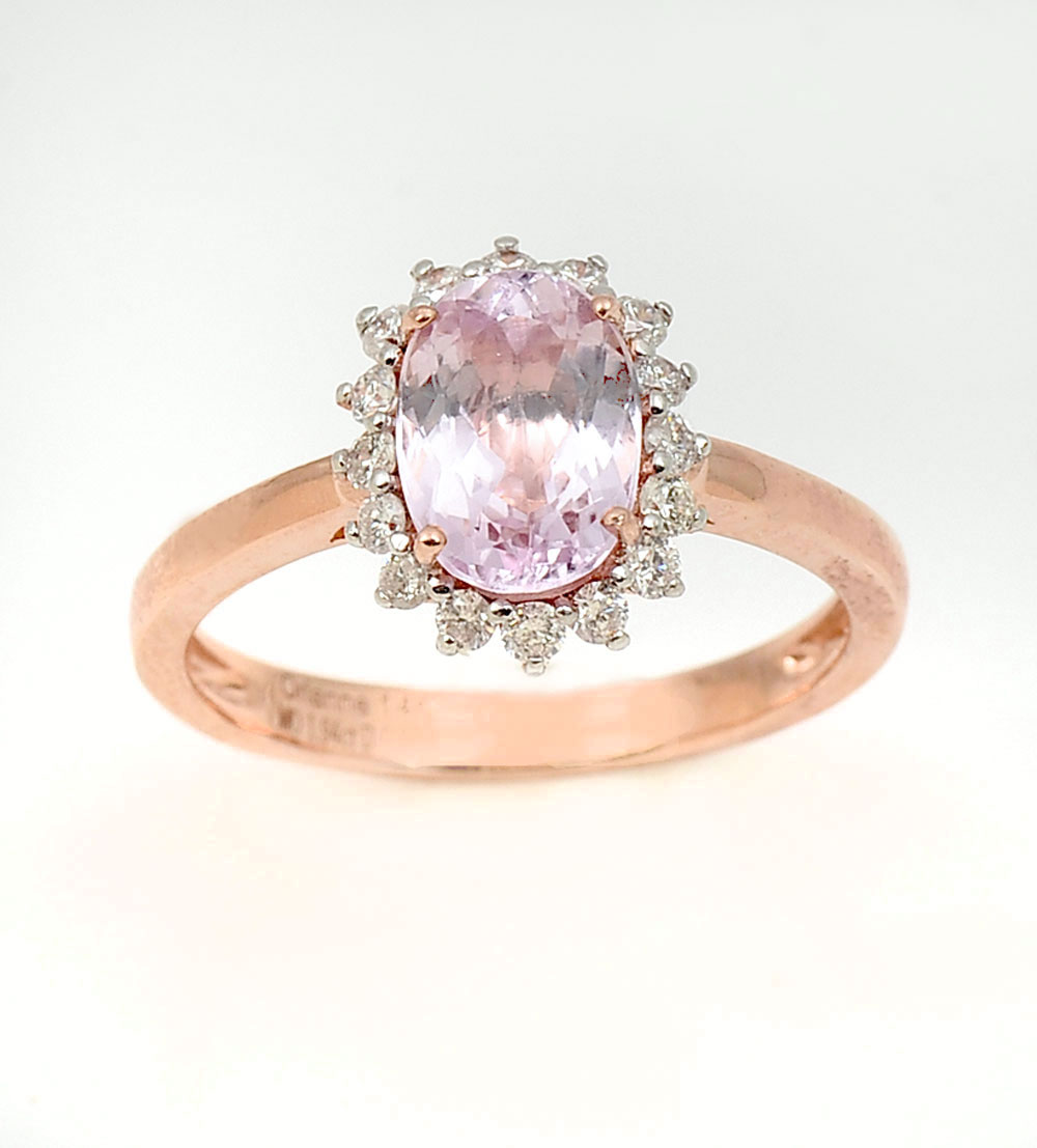 Appraisal: K MORGANITE AND DIAMOND RING K rose gold natural morganite