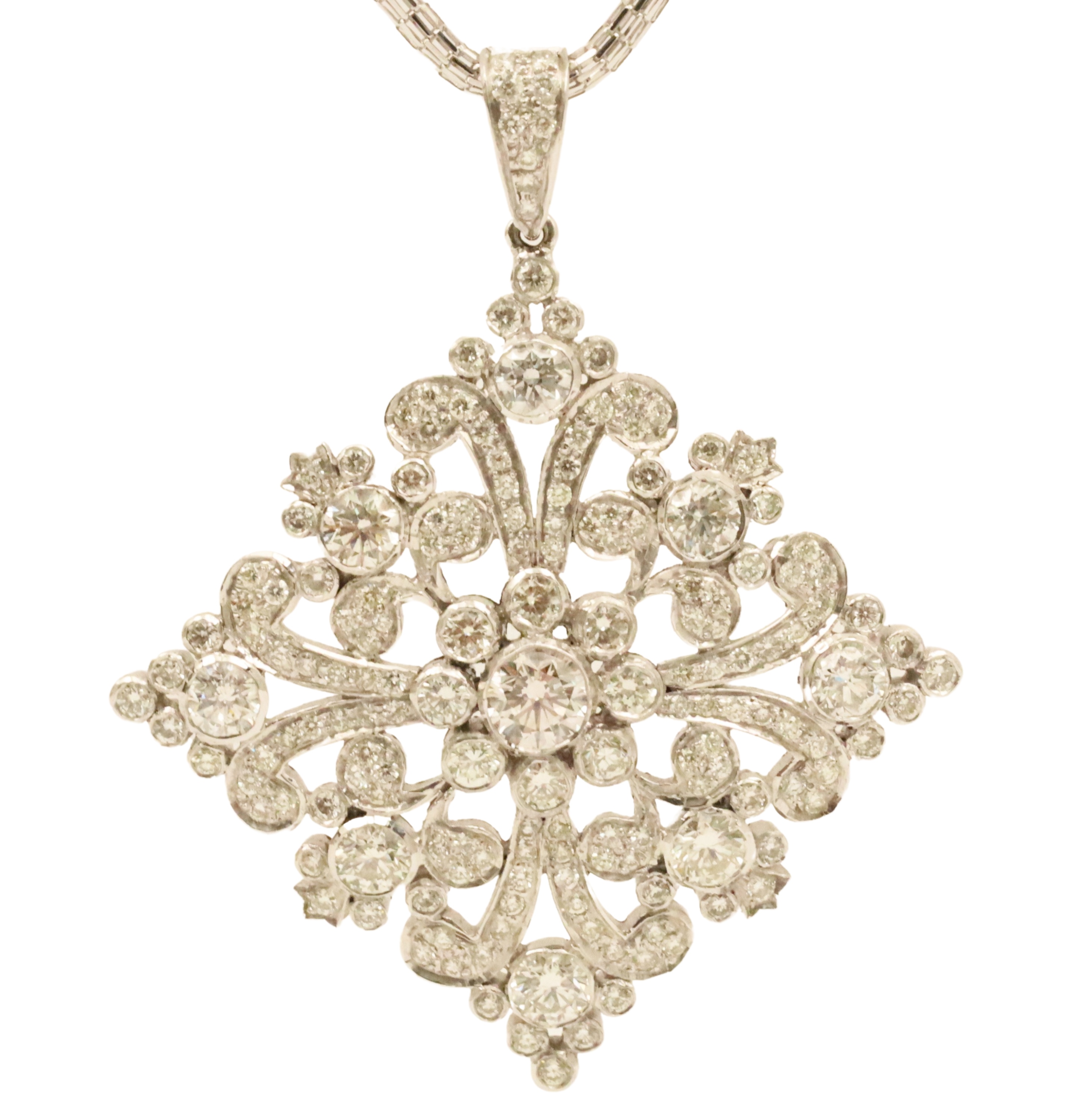 Appraisal: K gold and diamond snowflake pendant having ctw diamond in