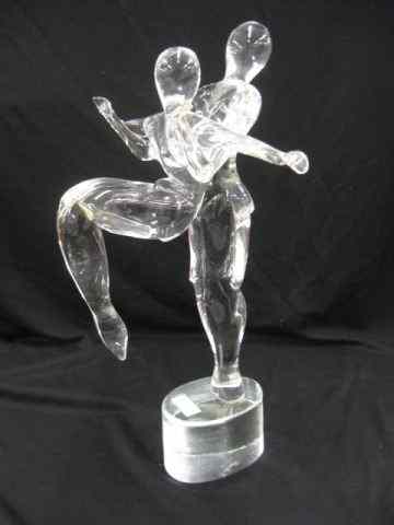 Appraisal: Art Glass Sculpture of Acrobats man holding a woman signed