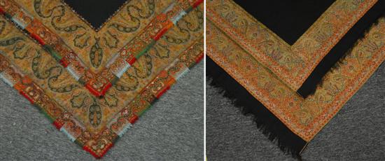 Appraisal: TWO KASHMIRI BROCADED AND EMBROIDERED SCARVES circa with embroidered signatures