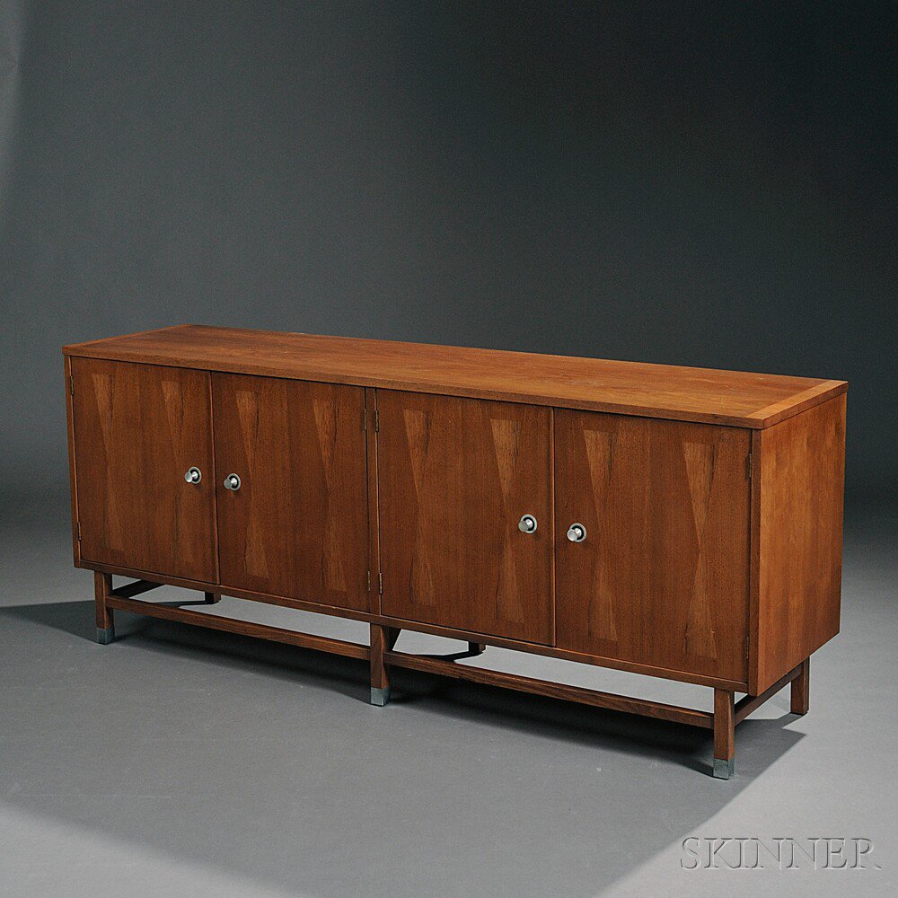 Appraisal: asStanley Credenza Retailed by Paine Furniture Walnut veneers United States