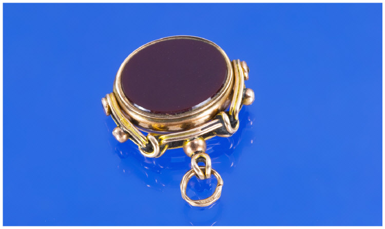 Appraisal: Edwardian ct Gold Swivel Fob Set With Cornelian And Bloodstone