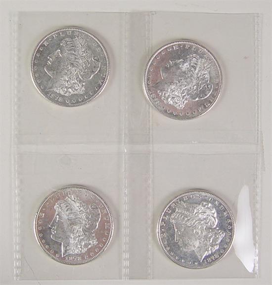 Appraisal: Four -S Morgan Dollars All are BU Several with proof-like