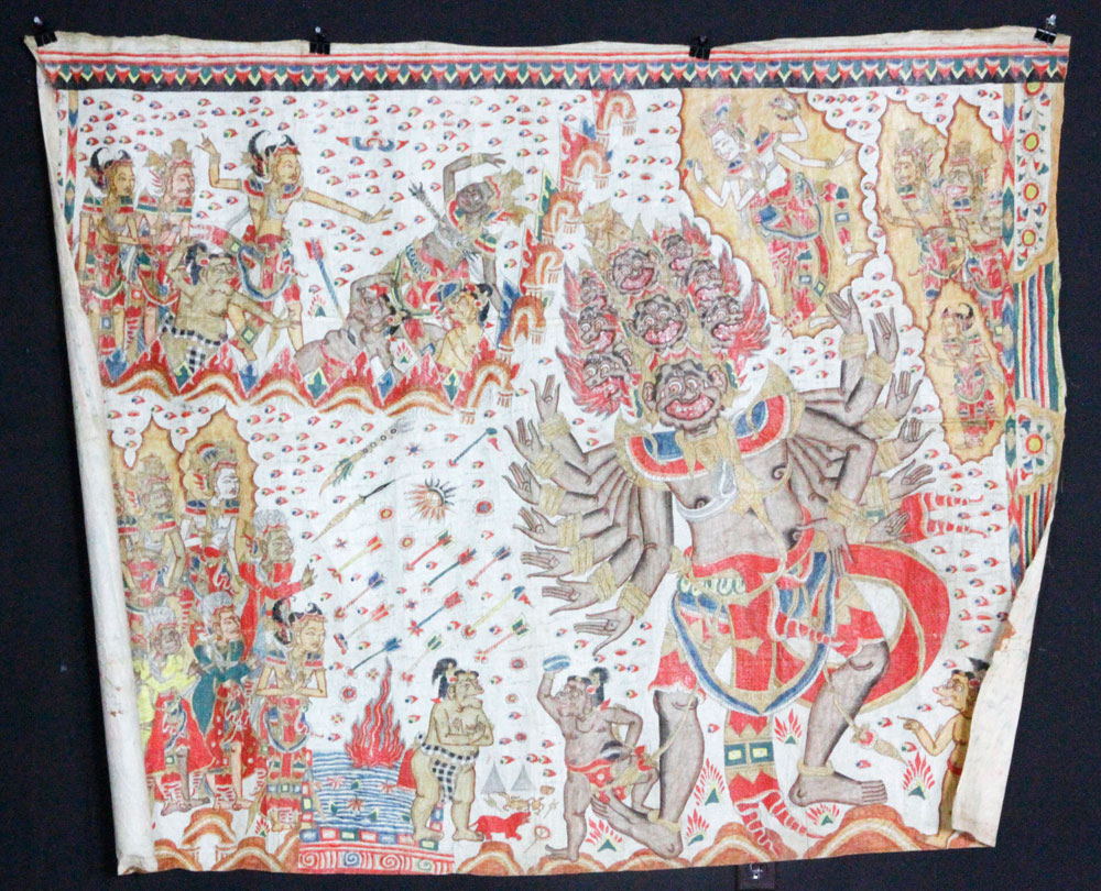 Appraisal: - th th C Balinese Painted Canvases Late th early