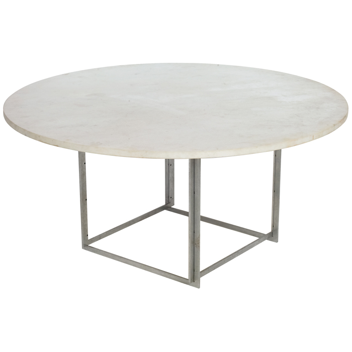 Appraisal: Poul Kjaerholm PK table by Fritz Hansen steel-rolled white 'blanc-clair'