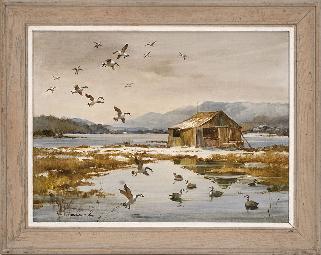 Appraisal: MARSHALL WOODSIDE JOYCEAmerican - Flock of geese over a marsh