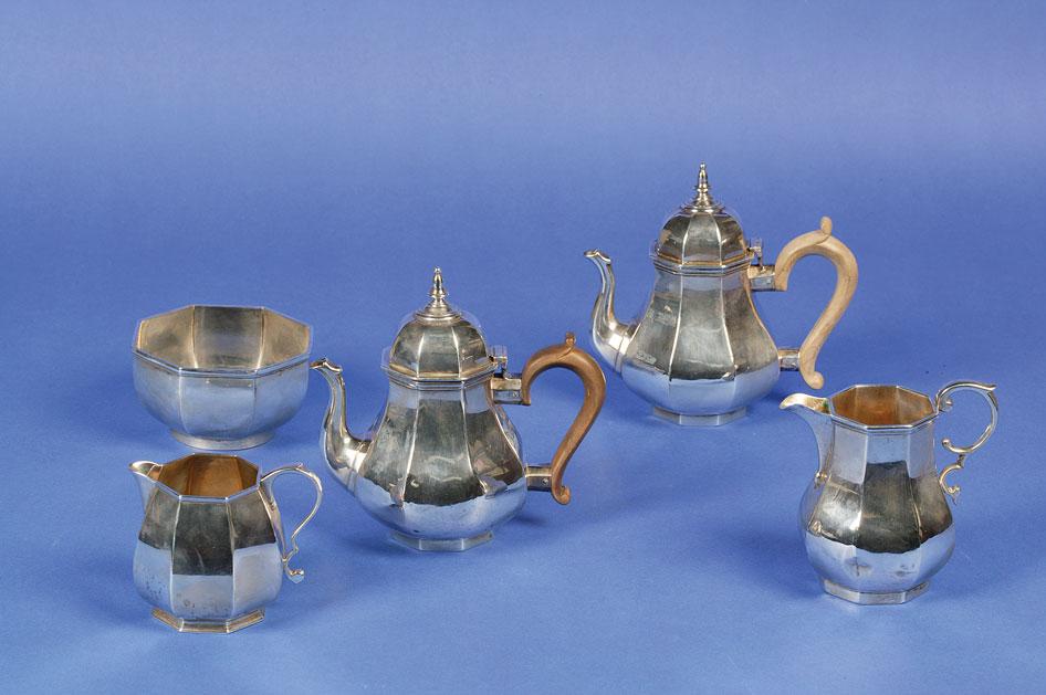 Appraisal: A GEORGE V AND LATER FIVE PIECE TEA COFFEE SET