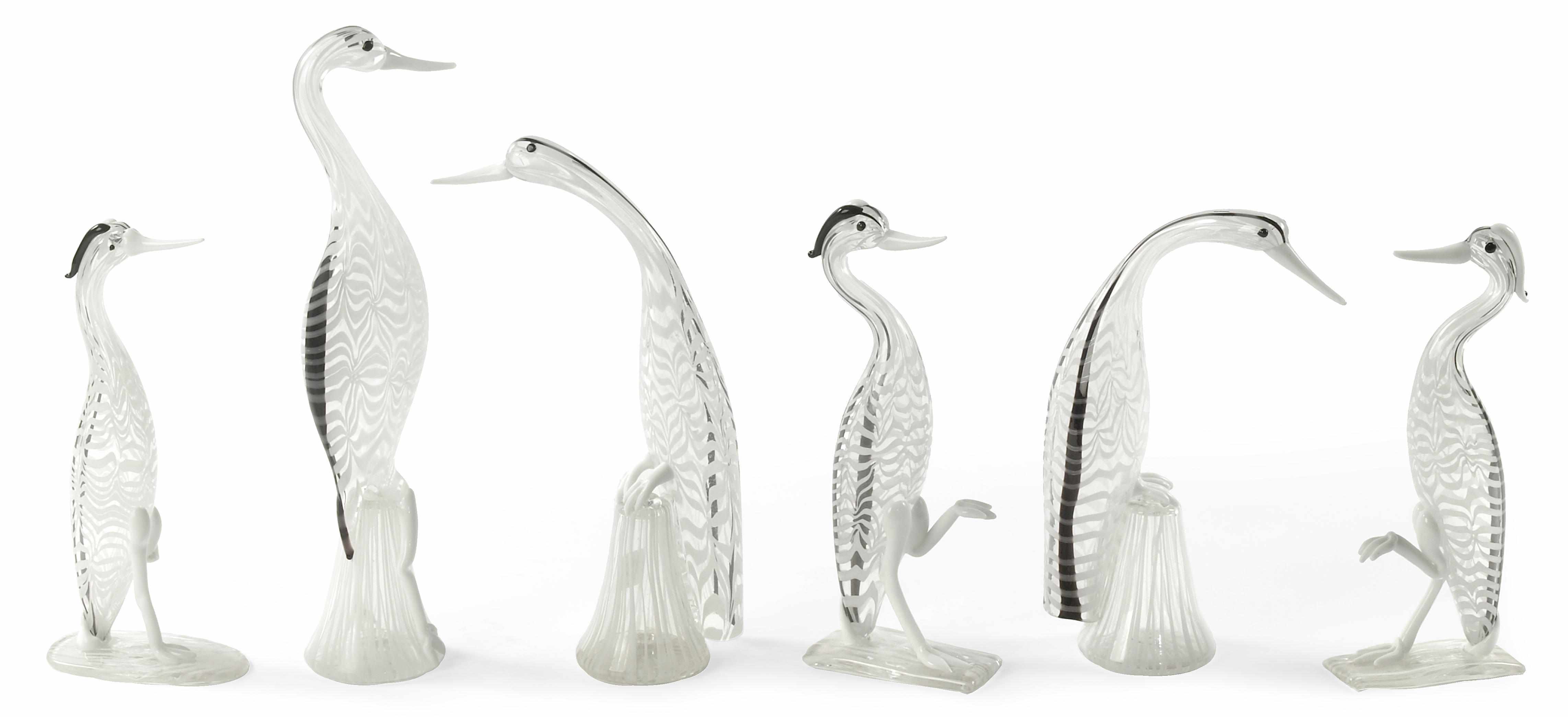 Appraisal: A group of six Venetian glass birds mid th century