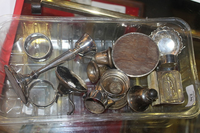 Appraisal: A SMALL COLLECTION OF MISCELLANEOUS including four silver napkin rings