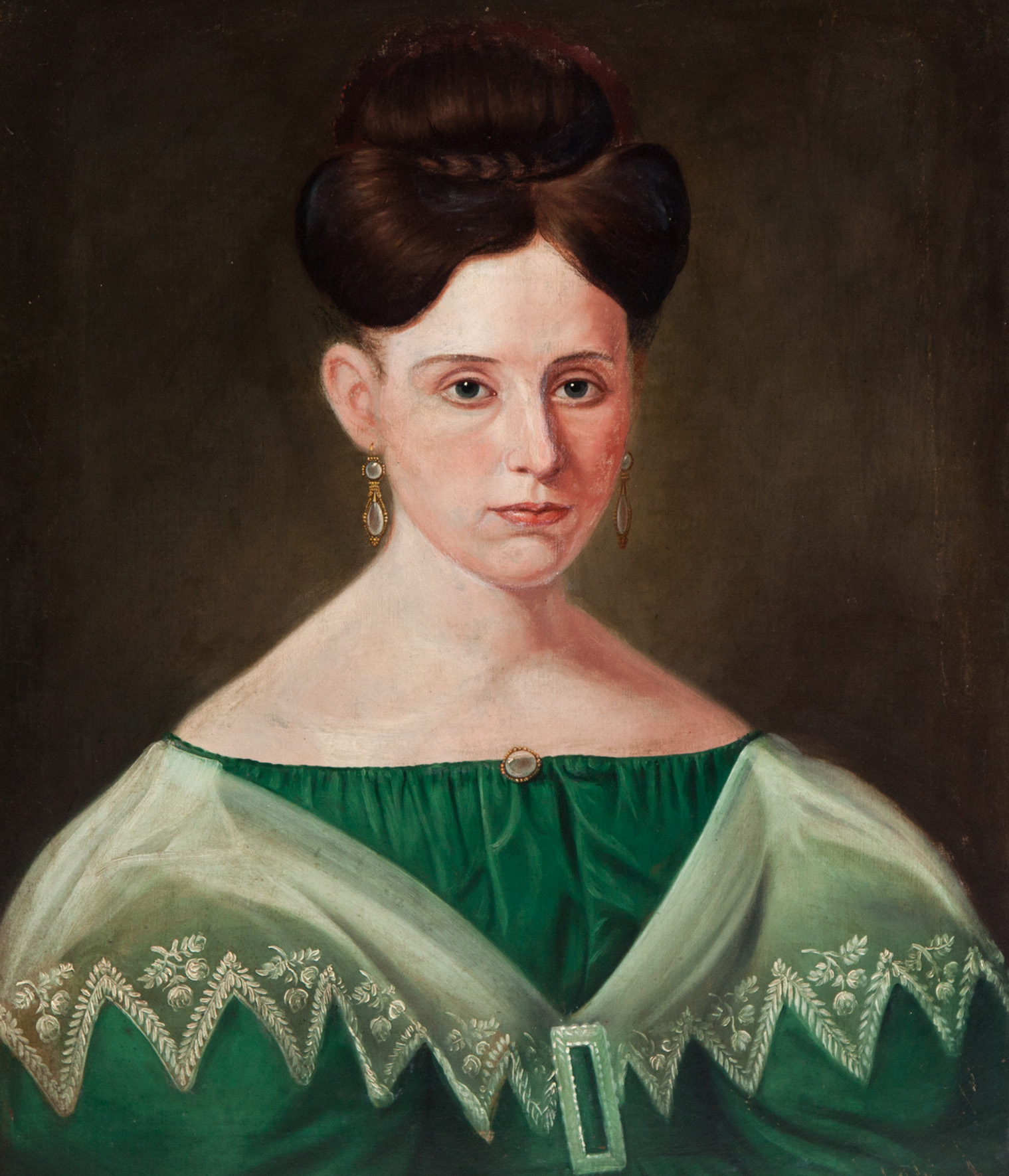 Appraisal: PORTRAIT OF A WOMAN AMERICAN SCHOOL LATE S-EARLY S Oil