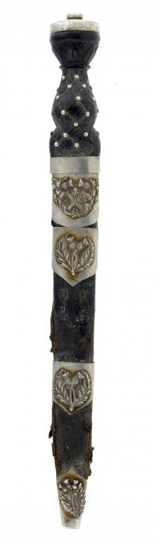 Appraisal: A SCOTTISH PLATED METAL-MOUNTED DIRK AND SCABBARD OF A PIPER