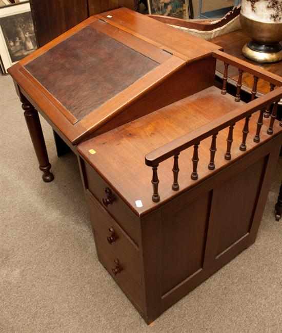 Appraisal: American Victorian walnut schoolmaster's desk mid th century Estimate -