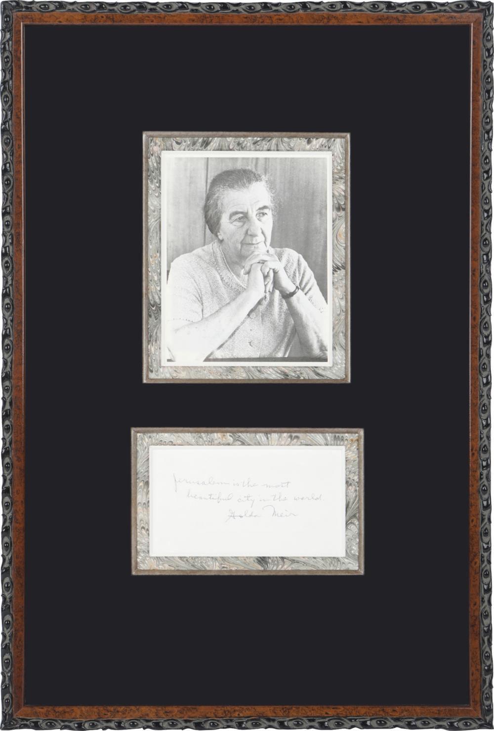 Appraisal: GOLDA MEIR SIGNNATUREpaper fragment inscribed in ink Jerusalem is the