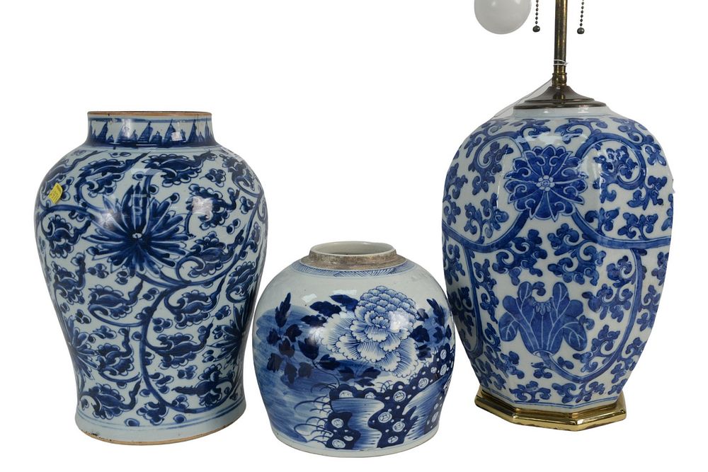 Appraisal: Group of Three Chinese Porcelain Blue and White Pieces to