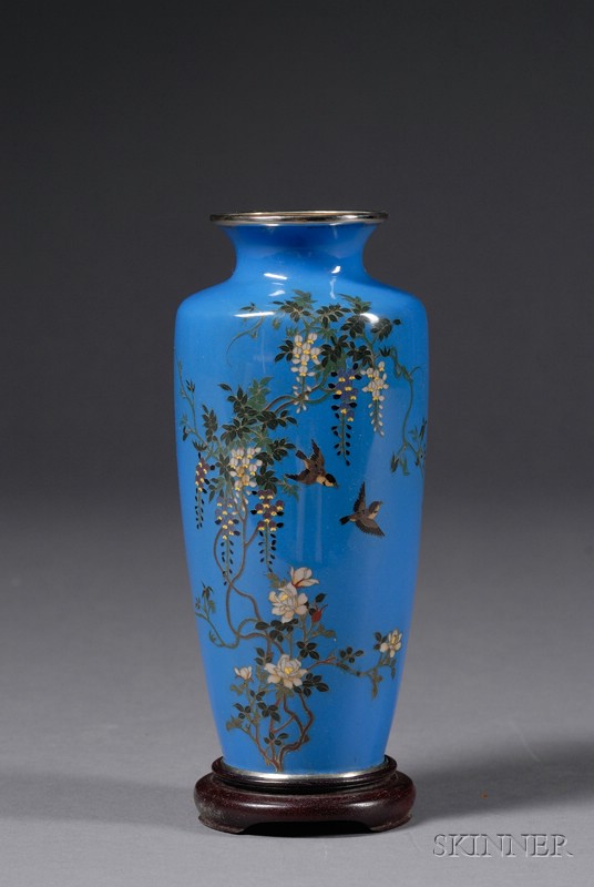 Appraisal: Cloisonne Vase Japan late th early th century blue ground