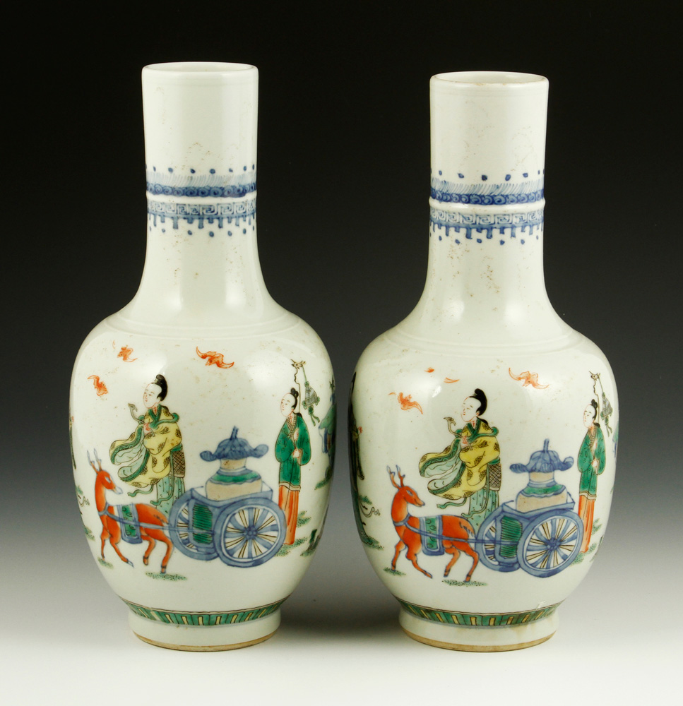 Appraisal: - Pr Famille Verte Porcelain Vases Pair of famille verte