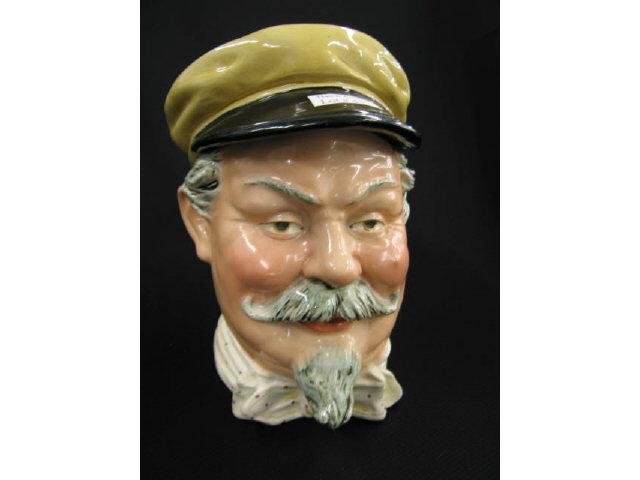 Appraisal: Victorian Figural Majolica Pottery Tobacco Jar old man with mustache