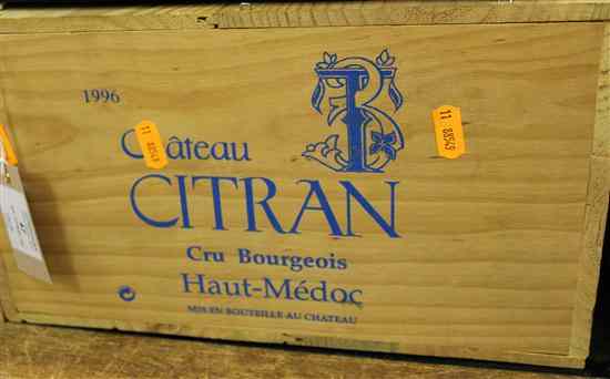 Appraisal: A case of twelve Chateau Citran Medoc original wooden case