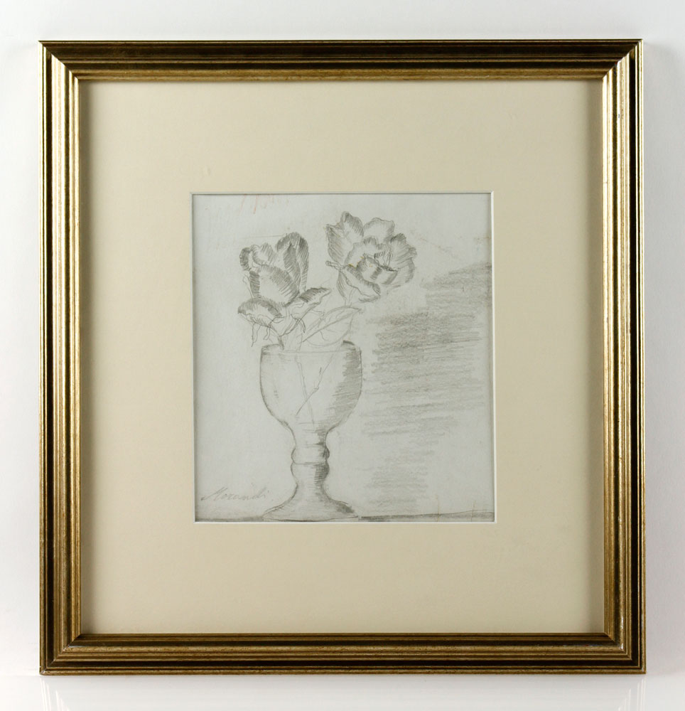 Appraisal: - Attrb Morandi Glass with Two Roses Pencil Attributed to