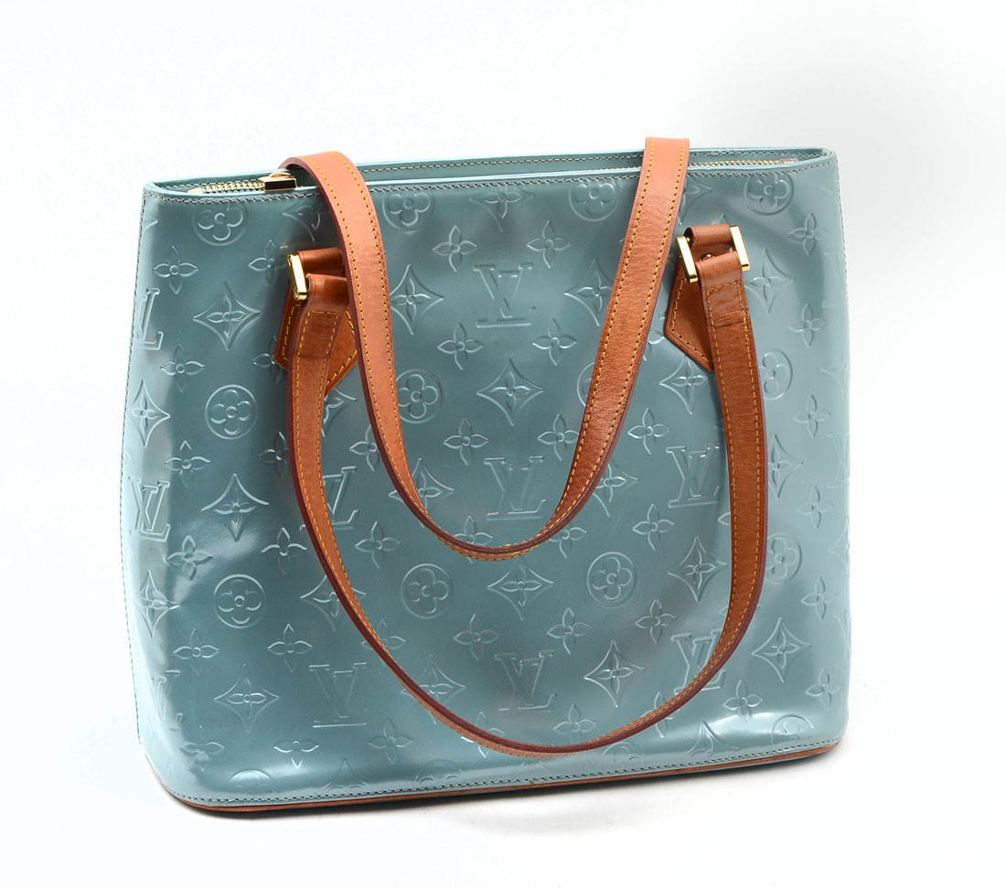 Appraisal: LOUIS VUITTON VERNIS HOUSTON BABY BLUE TOTE BAG- Monogrammed LV