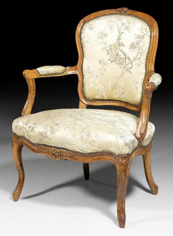 Appraisal: FAUTEUIL EN CABRIOLET Louis XV Paris circa Shaped and carved