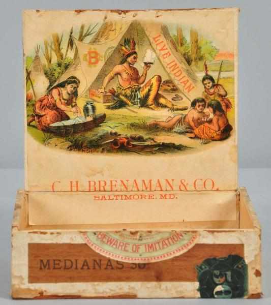 Appraisal: Rare Indian Cigar Box Description Depicts an Indian in a