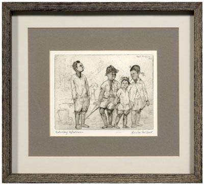 Appraisal: Knute Heldner etching New Orleans Louisiana - Saturday Afternoon four