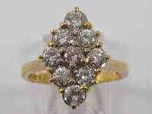 Appraisal: A hallmarked ct gold diamond cluster ring estimated diamond content