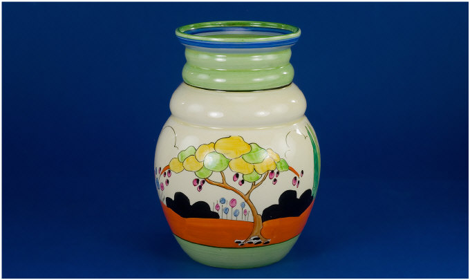 Appraisal: Clarice Cliff Vase C Tulips design Hand painted on honey