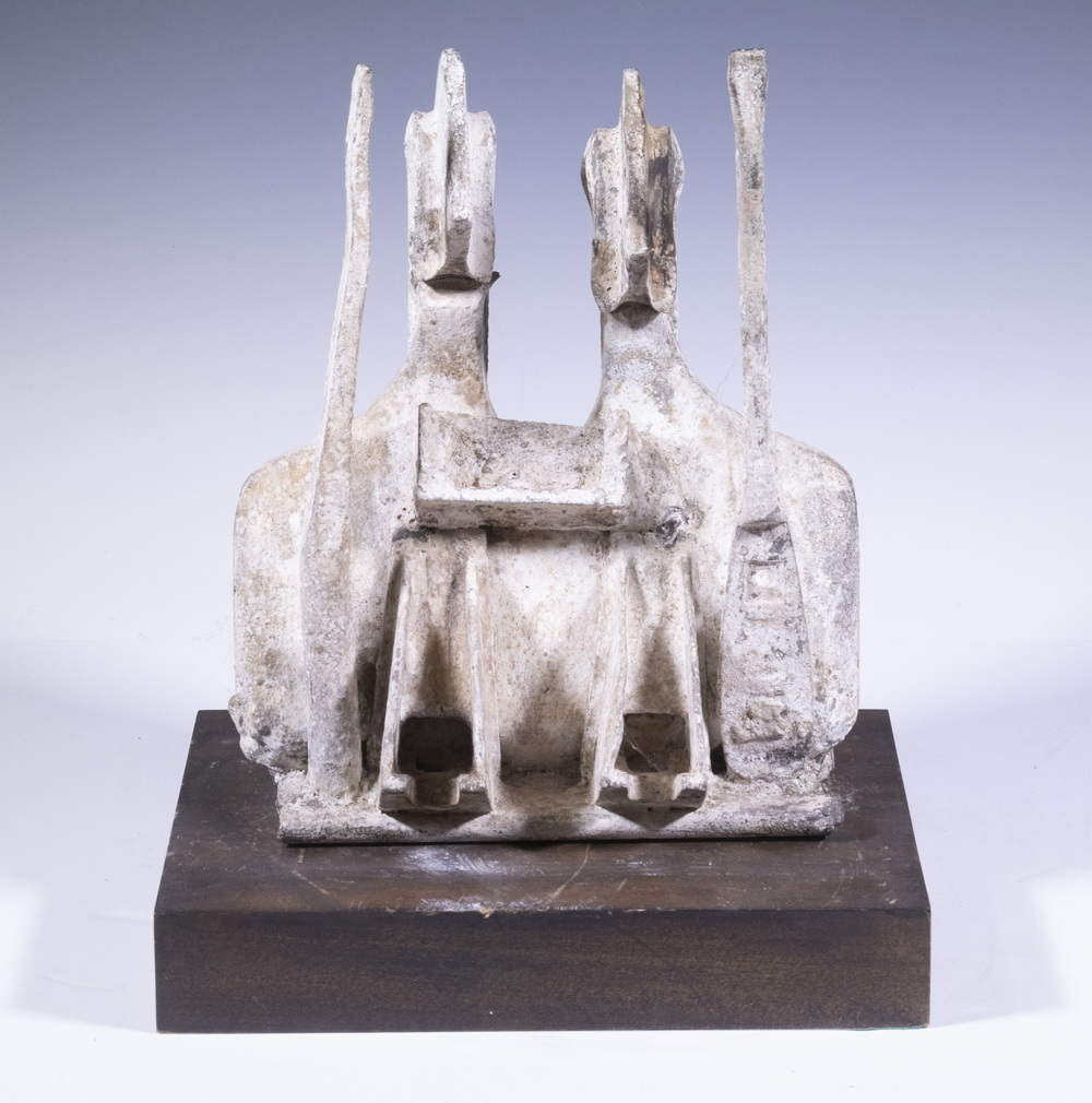 Appraisal: BRUTALIST METAL SCULPTURE UNSIGNED The Royal Pair an assemblage from