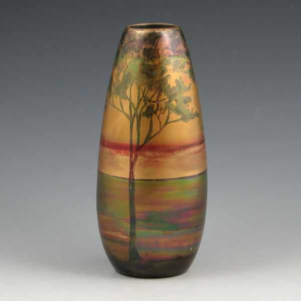 Appraisal: Weller LaSa vase with scenic lakeside decoration Unsigned Excellent condition