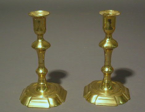 Appraisal: Pair of brass candle sticks thc h