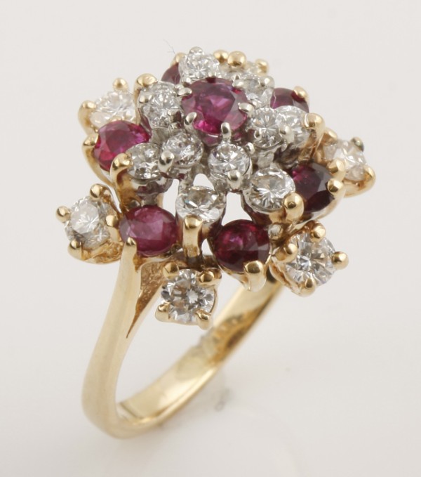 Appraisal: KY round mm rubies six round mm diamonds cttw six